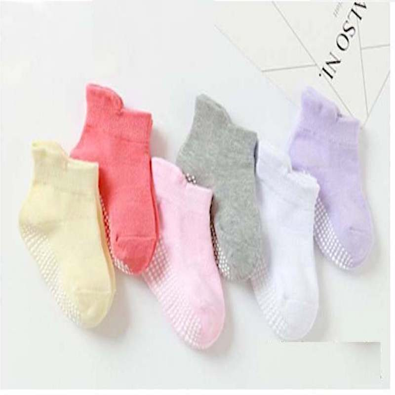 Non Slip Socks Combed Cotton for Infant, Toddler, Kids, Anti Skid Socks 6M-5 Years size Girls